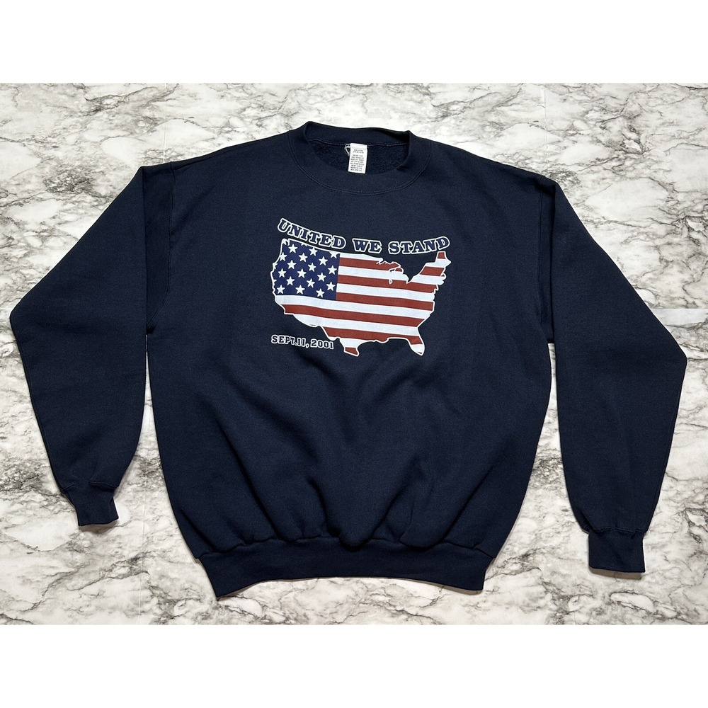 Men's Sweatshirt September 11th God Bless USA United We Stand America XL VTG